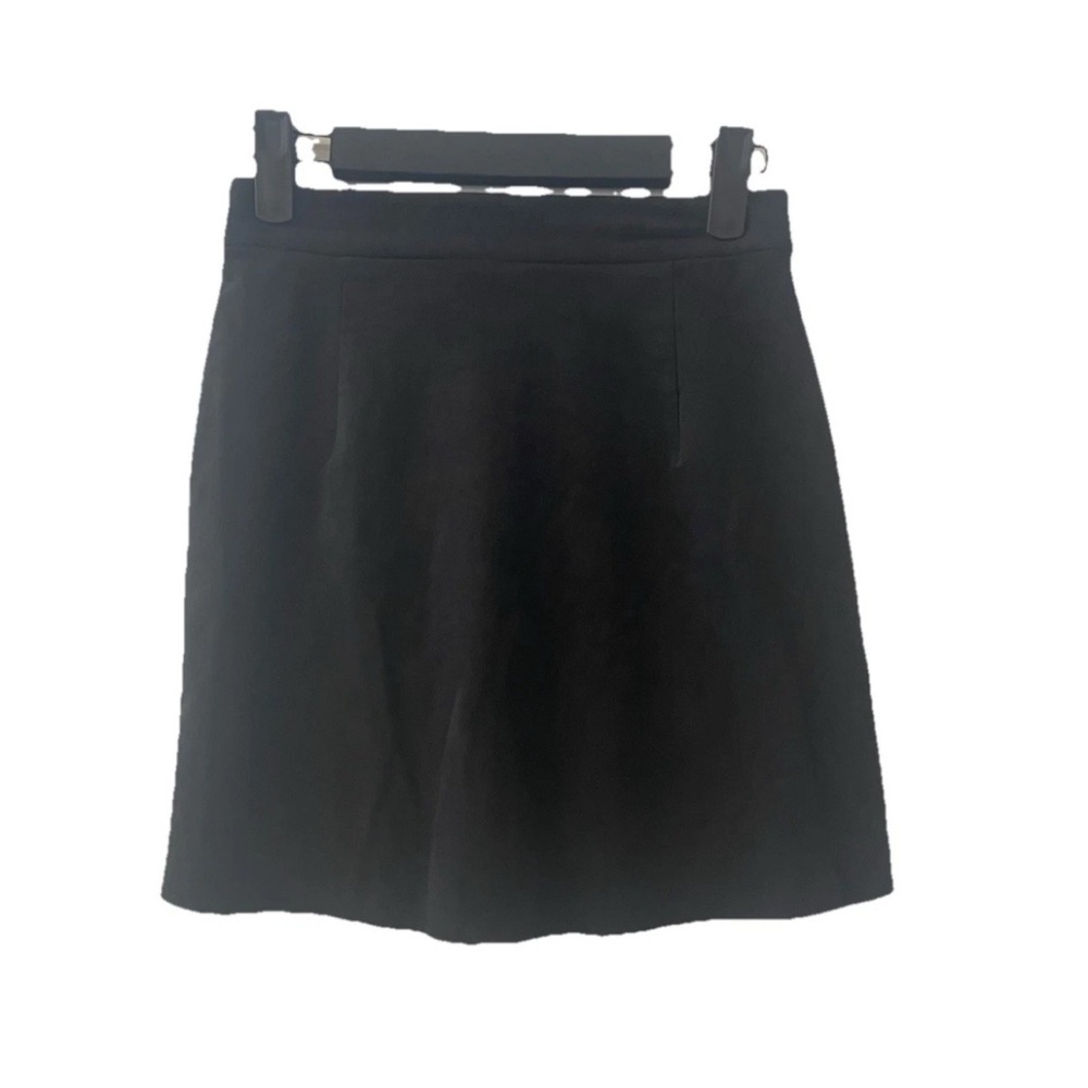 NWOT Aritzia Wilfred Free Faux Suede Wrap Mini Skirt Black XS - Picture 3 of 7